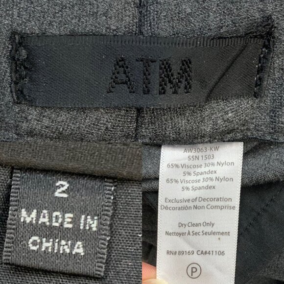 ATM Anthony Thomas Melillo Slim Stretch Cargo Ponte Pant 2 Charcoal Ankle Zip - Picture 5 of 12